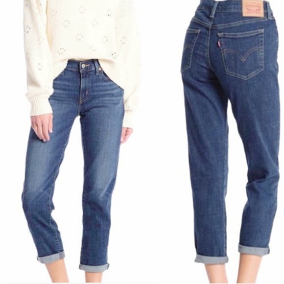 Levi’s Boyfriend Cuffed Crop Mid-Denim Wash Jeans - Picture 2 of 11
